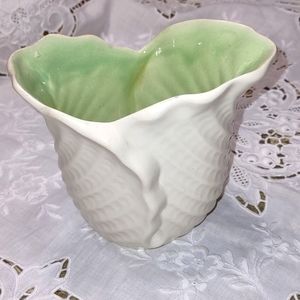 Vintage White Cabbage Leaf Vase